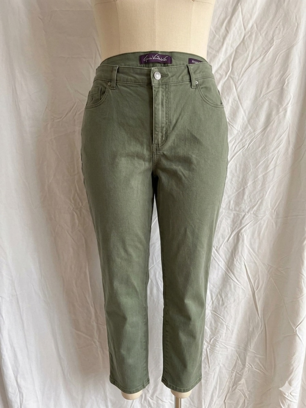 Gloria Vanderbilt Amanda Classic Tapered Jeans – Olive Green, Size 18Short/ P
